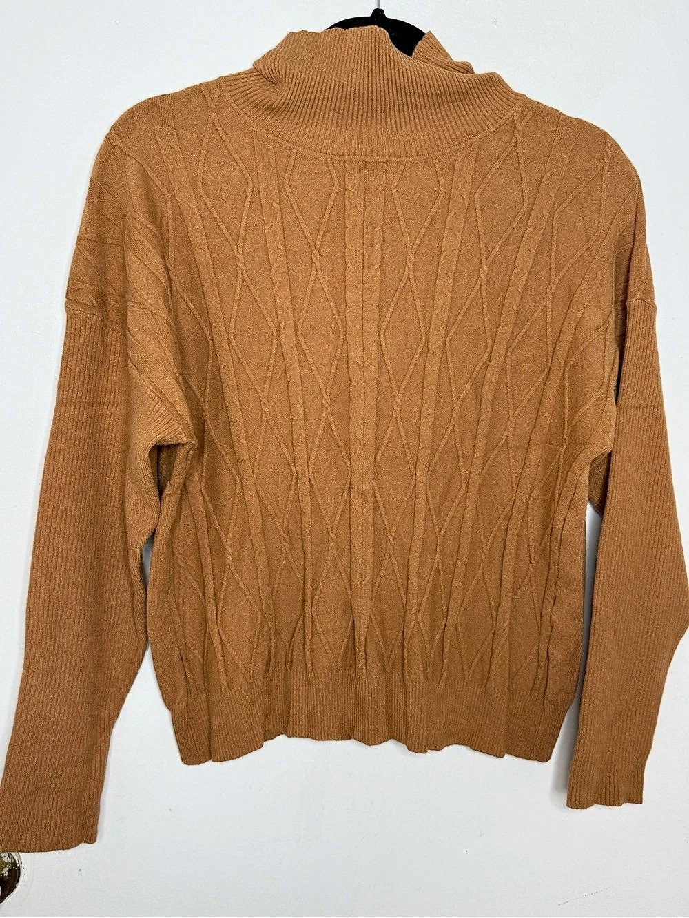 SHEIN Cable Knit Turtleneck Brown Size Large